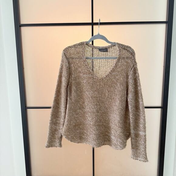 Wooden Ships Sweater Women’s XS/S Brown Pullover Knit Loose V-Neck - Picture 6 of 10